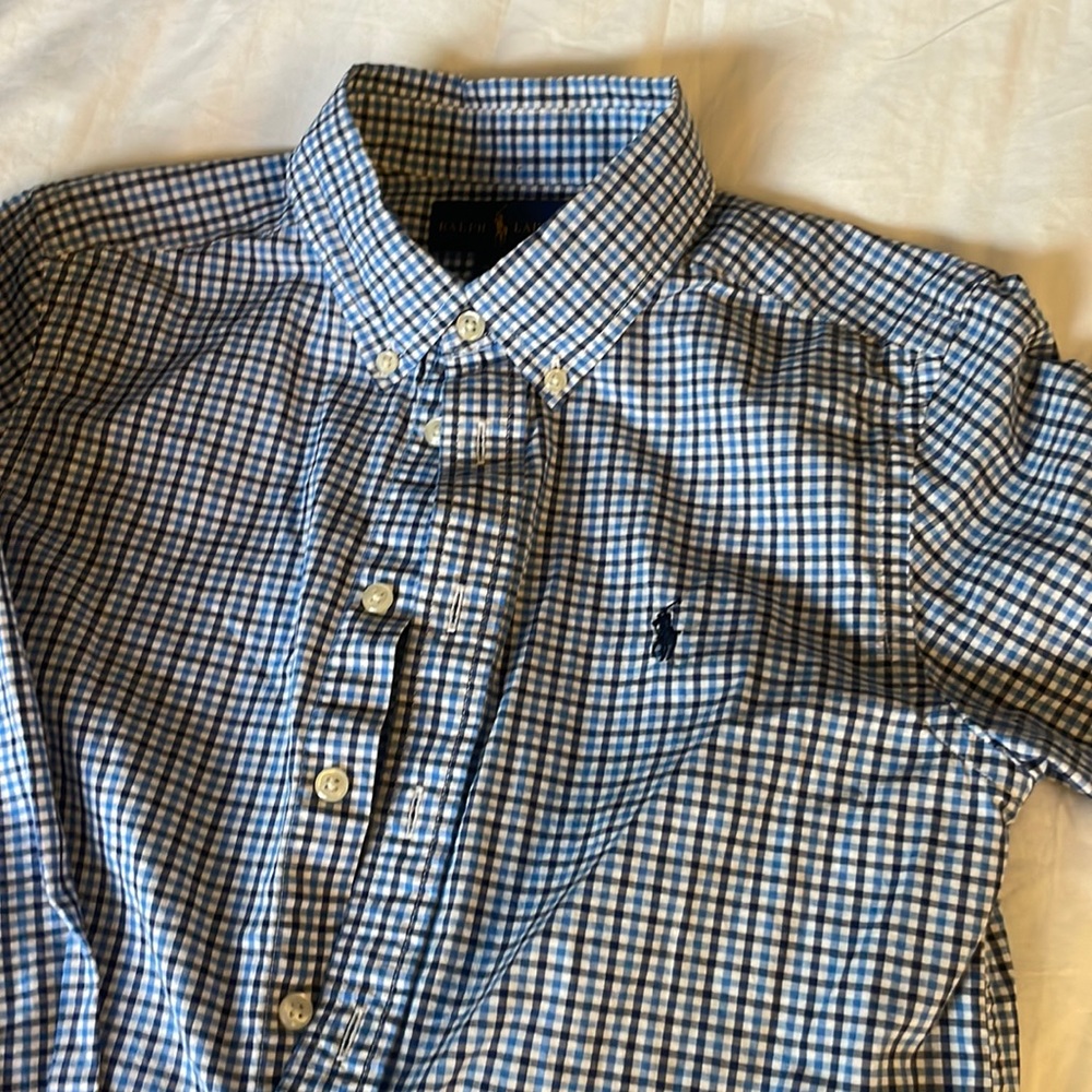 RLX Ralph Lauren Boys Blue White Gingham Button-Down Shirt